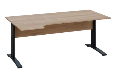 ERK 18 - 184 stůl kancelářský, rohový, levý, kovová podnož černá, deska 18 mm, široký 1800 mm, dub bardolino